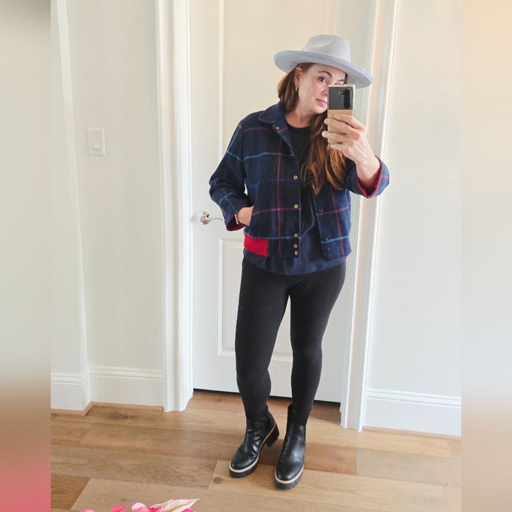 Vintage Pendleton Bomber Jacket Blue Round Top Vibe Apres